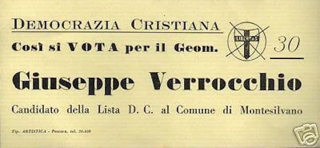 Volantino Elettorale Democrazia Cristiana Giuseppe Verrocchio Montesilvano
