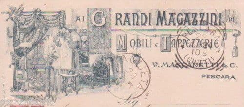 Cartolina Pubblicitaria Grandi Magazzini Mobili Pescara 1894