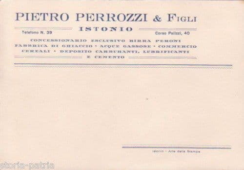 Cartolina Pubblicitaria Pietro Perrozzi & Figli, Vasto (Istonio), 1941