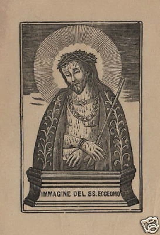 Antica Stampa Devozionale Ecce Homo Incisione Napoletana 800