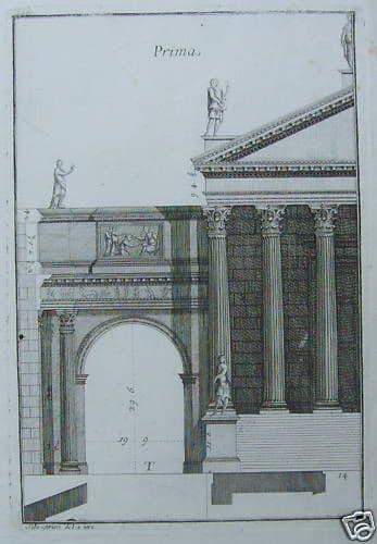 Incisione Antica: Architettura Classica, Silvestrini, Fine '700, Acquaforte