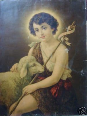 Stampa Antica San Giovannino, Cromolitografia, Primo '900, 72x54 Cm