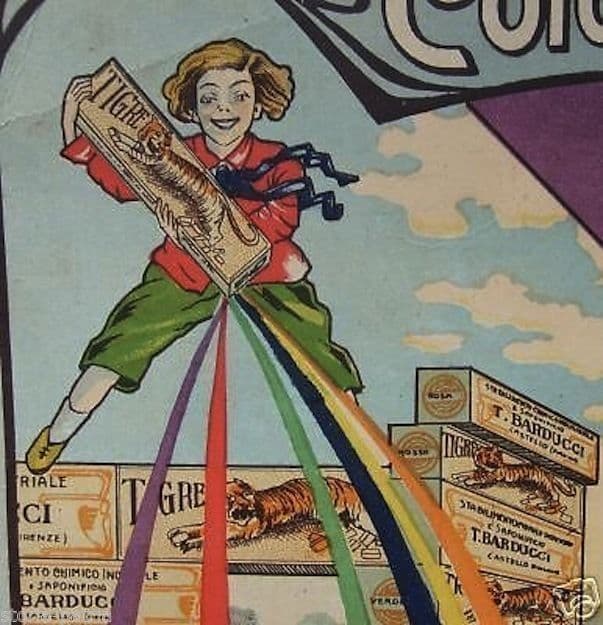 Locandina Pubblicitaria Colorante Tigre Barducci, Primi '900