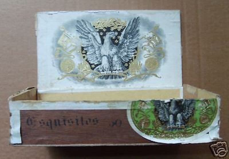 Scatola Antica In Legno Per Sigari Bravillo Esquisitos Con Decorazioni Araldiche