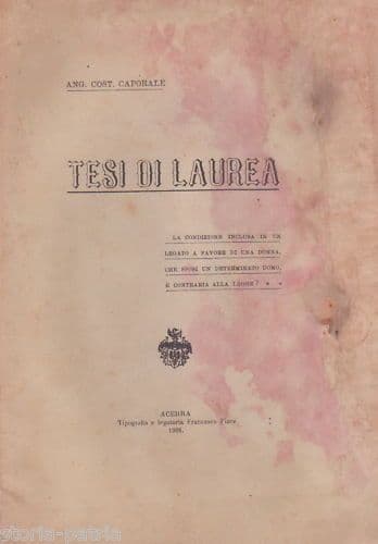 Tesi Di Laurea Giuridica Sul Matrimonio, Angelo Costantino Caporale, Acerra 1908