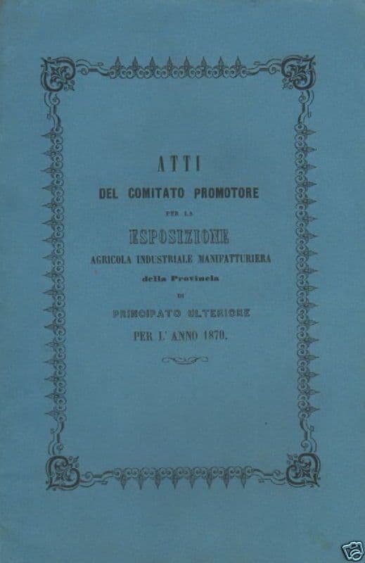 Esposizione Agricola Industriale Avellino 1870 Programma Originale