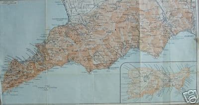 Mappa Antica Campania, Costiera Amalfitana, Capri E Salerno, 1927 TCI