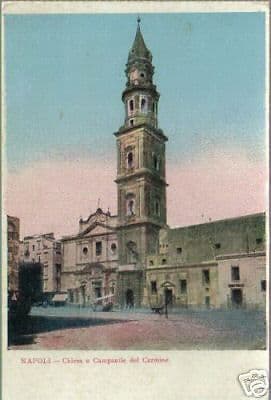 Cartolina Antica Chiesa Del Carmine Napoli Primo '900 Formato Piccolo