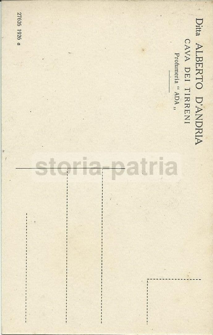 Cartolina Profumeria Ada Cava Dei Tirreni, Anni '20 '30