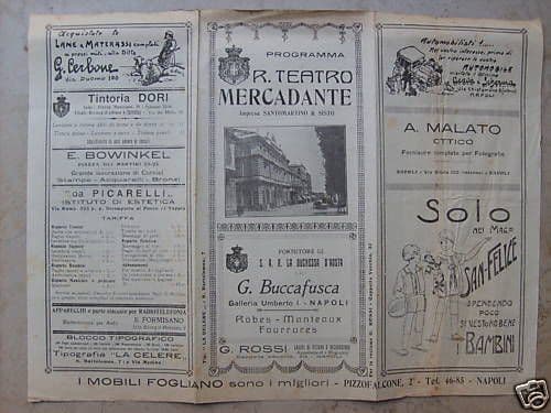 Programma Teatro Mercadante Napoli, Don Cecè Sferlazza Con Angelo Musco