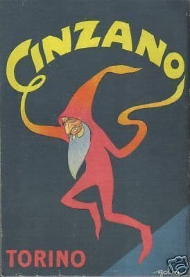 Pubblicità Cinzano Torino Liberty, Artista Golia, Grafiche Baroni, 1900 Circa