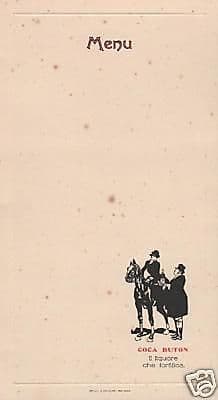 Menu Pubblicitario Coca Buton, Primi '900, Bologna