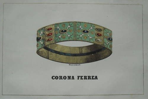 Corona Ferrea   Litografia Originale A Colori   Bertotti, Milano, XIX Secolo