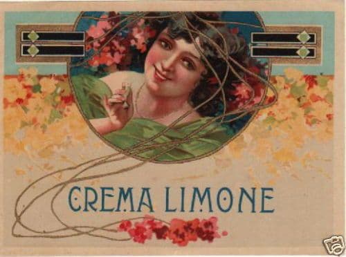 Etichetta Pubblicitaria Liberty Crema Limone, Primo '900