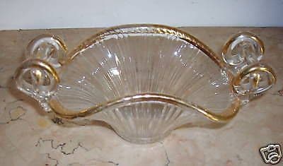 Cestino Decorativo In Vetro Con Laminatura Oro Stile Liberty