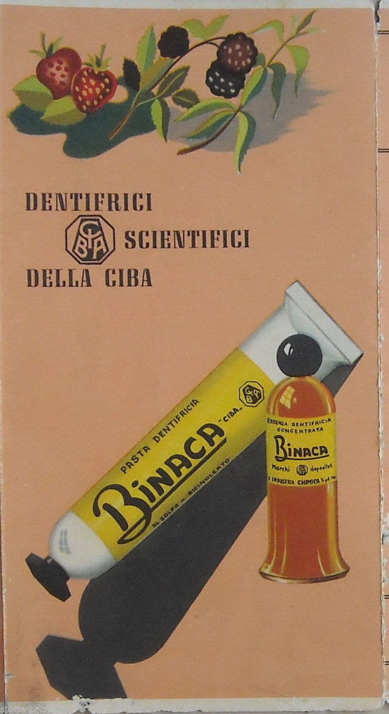 Pubblicità Dentifricio Binaca Ciba Anni '40 Altezze E Profondità