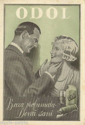 Pubblicità Dentifricio Odol 1937 Illustrazione Valerio TCI
