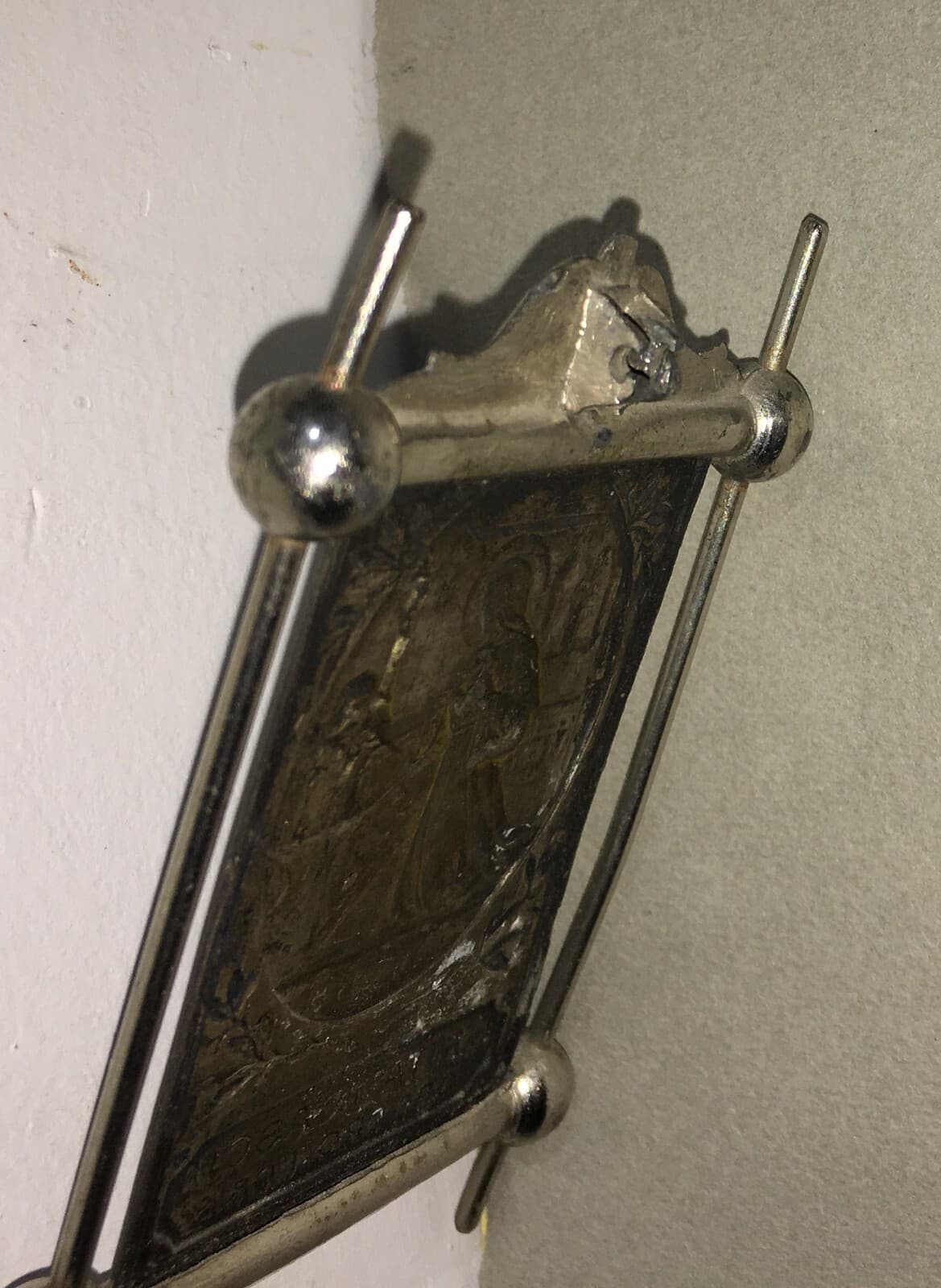 Arte Popolare Devozionale: Santa Rita Da Cascia, Antica Placchetta A Rilievo In Metallo