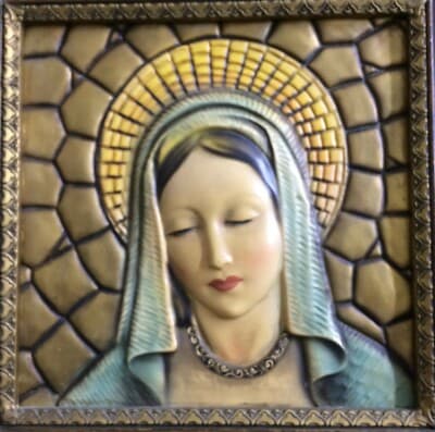 Arte Devozionale: Pannello Policromo Decorativo Con Madonna