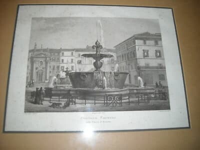 Architettura   Roma   Antica Fontana Farnese   Incisione Del 1837   Artista Domenico Amici
