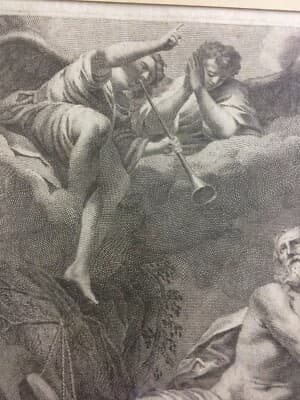 Arte Devozionale: San Girolamo, Antica Incisione All'Acquaforte Di Grandi Dimensioni