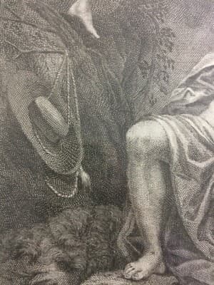 Arte Devozionale: San Girolamo, Antica Incisione All'Acquaforte Di Grandi Dimensioni