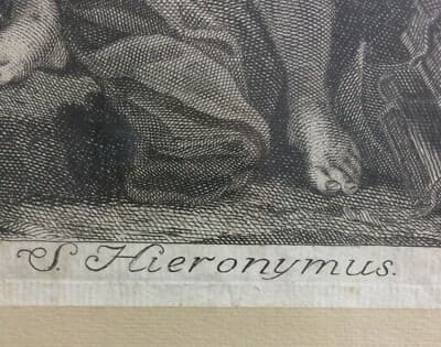 Arte Devozionale: San Girolamo, Antica Incisione All'Acquaforte Di Grandi Dimensioni