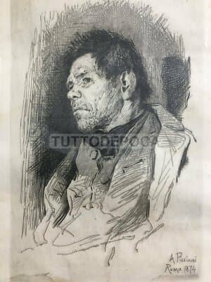 Antonio Piccinni, Incisione Antica Raffigurante Un Popolano, 1874