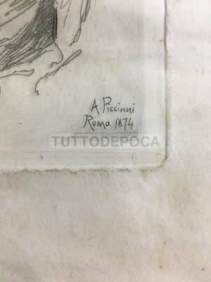 Antonio Piccinni, Incisione Antica Raffigurante Un Popolano, 1874