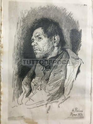 Antonio Piccinni, Incisione Antica Raffigurante Un Popolano, 1874