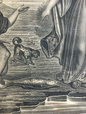 Arte Popolare Devozionale: San Raffaele Arcangelo, Tobia E Il Pesce. Litografia Scafa, Napoli