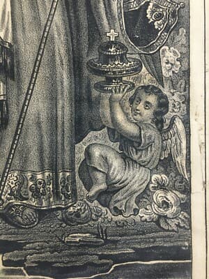 Arte Popolare Devozionale: San Raffaele Arcangelo, Tobia E Il Pesce. Litografia Scafa, Napoli