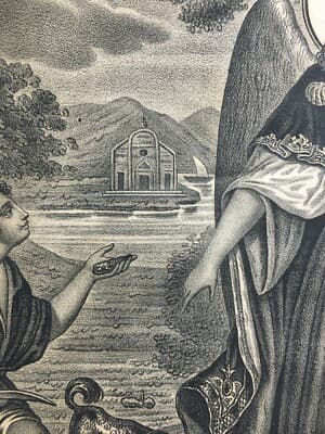 Arte Popolare Devozionale: San Raffaele Arcangelo, Tobia E Il Pesce. Litografia Scafa, Napoli