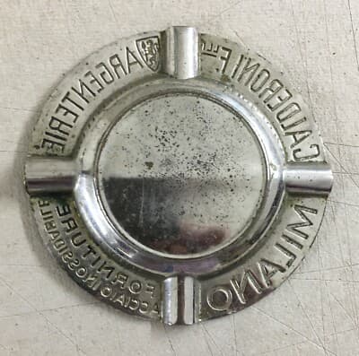 Posacenere Pubblicitario d'Epoca F.lli Calderoni Milano In Acciaio