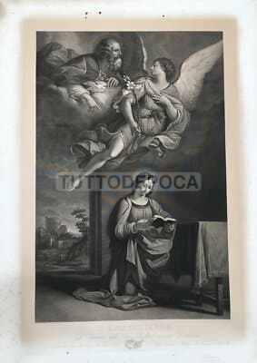 L'Annunciazione Del Guercino: Incisione Di Gaetano Guadagnini, 1850