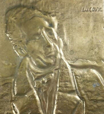 Arte Scultura Ritratto Lucovic Decorativa Massiccia Placca Bronzea