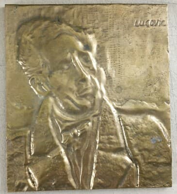 Arte Scultura Ritratto Lucovic Decorativa Massiccia Placca Bronzea