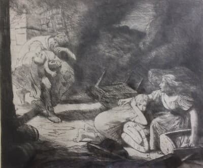 L'Incendio   Acquaforte Originale Di Alphonse Legros, 1876