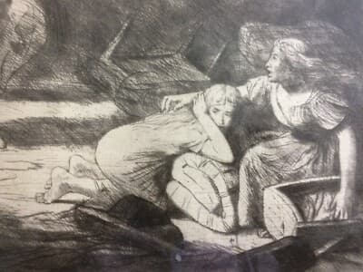 L'Incendio   Acquaforte Originale Di Alphonse Legros, 1876