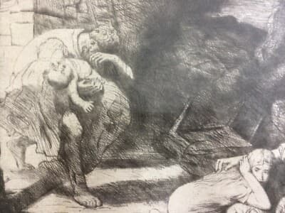 L'Incendio   Acquaforte Originale Di Alphonse Legros, 1876
