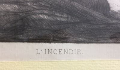 L'Incendio   Acquaforte Originale Di Alphonse Legros, 1876