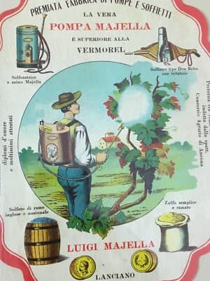 Abruzzo, Lanciano: Agricoltura, Enologia E Zolfo. Pompa Majella, Pubblicità d'Epoca