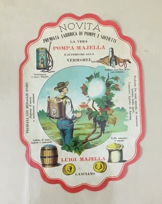 Abruzzo, Lanciano: Agricoltura, Enologia E Zolfo. Pompa Majella, Pubblicità d'Epoca