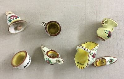 Miniature Da Collezione, Presepio, Ceramica Floreale Di Orvieto, 7 Piccoli Oggetti