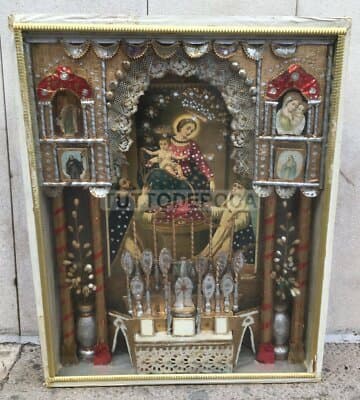 Arte Popolare Devozionale Meridionale   Madonna Del Rosario   Pompei   Rara Bacheca