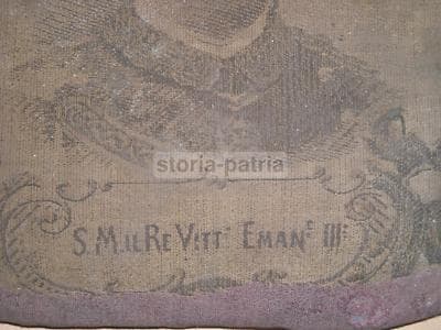 Militaria Savoia, Vittorio Emanuele III: Raro Cuscino In Tessuto Figurato