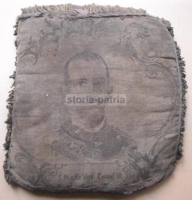 Militaria Savoia, Vittorio Emanuele III: Raro Cuscino In Tessuto Figurato