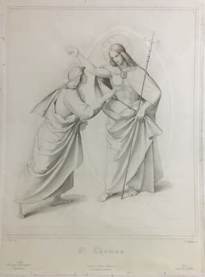 Arte Popolare Devozionale: San Tommaso. Grande Antica Incisione, XIX Secolo