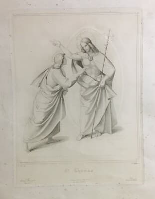 Arte Popolare Devozionale: San Tommaso. Grande Antica Incisione, XIX Secolo