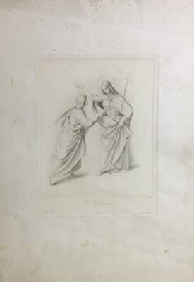 Arte Popolare Devozionale: San Tommaso. Grande Antica Incisione, XIX Secolo